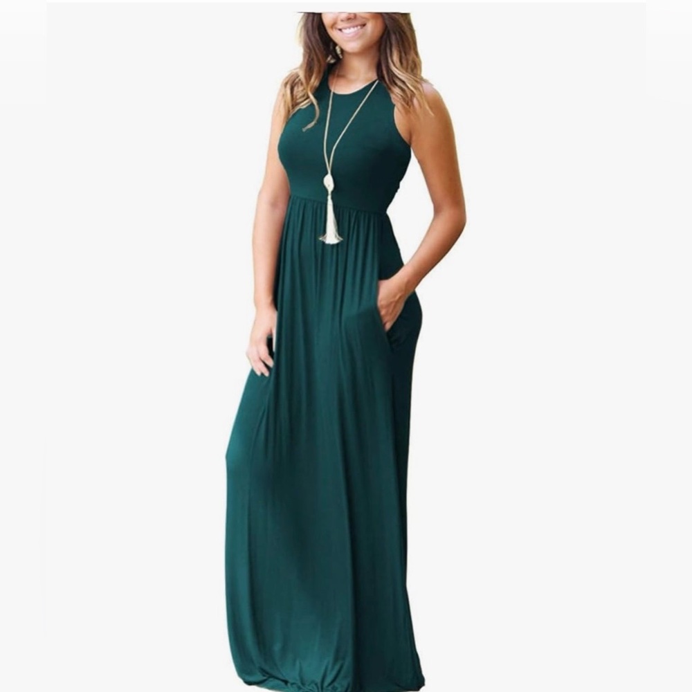 Molerani Teal Sleeveless Maxi Dress